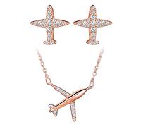 Yumilok-Collane da donna Orecchini in argento sterling, Collane modello aereo, Orecchini con zirconi, Set di collane cool