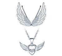Yumilok-Collane da donna, orecchini in argento sterling S925, orecchini con piume d'angelo, collane con cuore di piume, orecchini con zirconi, collane di animali