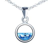 Yumilok Collane da donna S925 argento sterling blu lucido zircone rotondo aereo mare ciondolo vacanza regalo per i propri cari regalo per tutte le occasioni