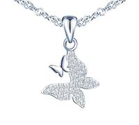 Yumilok Collane da donna S925 in argento sterling animale due farfalle con diamanti e zirconi ciondolo moda regalo per i propri cari adatto a tutte le occasioni
