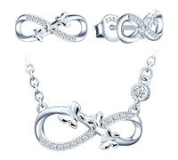 Yumilok-Collane da donne Collane in argento sterling 925 con zirconi Orecchini simbolo infinito, farfalla intarsiata collane di zircone
