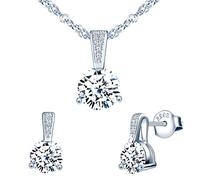 Yumilok collane da donne S925 orecchini a perno in argento sterling, collane con zirconi che include ciondolo e orecchini, per donne e ragazze.