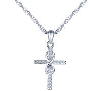 Yumilok, croce classica, con zirconi, in argento sterling 925, sormontata dal simbolo dell’infinito. Collana con ciondolo affascinante. Catena con ciondolo per donne e ragazze