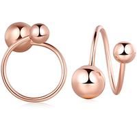 Yumilok Gioielli, orecchini a cerchio in argento sterling 925 placcato oro rosa con sfere a spirale, chiusura a vite, per donne/signore/ragazze, 0.5-0.6 cm, Argento sterling, Senza_pietra