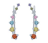 Yumilok Gioielli per cartilagine donna Clip per orecchio Orecchino Orecchini a perno Clip per orecchio Argento Sterling 925 con cristallo ear cuff per donne ragazze, 3.0x0.6 cm, Argento sterling