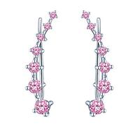 Yumilok Orecchini a clip da donna in argento Sterling 925 con cristalli, per donne e ragazze, Argento sterling Zirconia cubica, Zirconia cubica