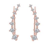 Yumilok Orecchini a clip da donna in argento Sterling 925 con cristalli, per donne e ragazze, Argento sterling Zirconia cubica, Zirconia cubica
