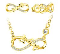 Yumilok-Orecchini da donna, collane in argento sterling S925, collane con simbolo dell'infinito, collane con monogramma intrecciato a farfalla, orecchini con zirconi, collane di animali