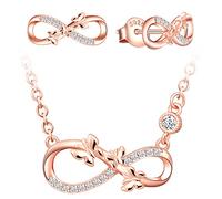 Yumilok-Orecchini da donna, collane in argento sterling S925, collane con simbolo dell'infinito, collane con monogramma intrecciato a farfalla, orecchini con zirconi, collane di animali