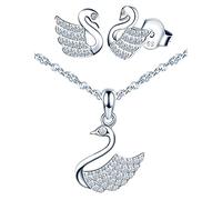 Yumilok-Orecchini da donna, collane in argento sterling S925, orecchini con zirconi di cigno, collane di piume, collane con zirconi, orecchini per animal