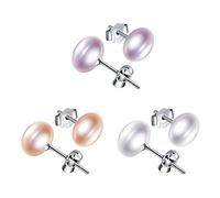 Yumilok Orecchini da donna in argento Sterling 925, con perle d'acqua dolce, 8 mm, colore: bianco/lilla/rosa e Argento, colore: Weiß+rose+lila, cod. Y20-103-all