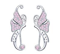 Yumilok Orecchini da donna in argento Sterling 925 con zirconi e farfalla, da ragazza, 2.7 cm, Argento sterling Zirconia cubica, Zirconia cubica