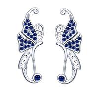 Yumilok Orecchini da donna in argento Sterling 925 con zirconi e farfalla, da ragazza, Argento sterling Zirconia cubica, Zirconia cubica