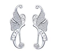 Yumilok Orecchini da donna in argento Sterling 925 con zirconi e farfalla, da ragazza, Argento sterling Zirconia cubica, Zirconia cubica