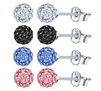 Yumilok - Orecchini da donna in argento sterling 925, set di gioielli con perle e zirconi, 4/ 8 paia, idea regalo per donne, Argento sterling Zirconia cubica