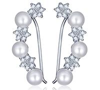 Yumilok, orecchini in argento sterling 925 con perle, zirconi a forma di fiori per signore, donne e ragazze.