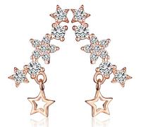 Yumilok - Orecchini in argento Sterling 925 in colore oro rosa con zirconi a forma di stelle, orecchini ipoallergenici, ideali per donne e ragazze