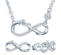 Yumilok Parure di gioielli da donna con ciondolo a forma di drago e orecchini in argento Sterling 925 e Argento, colore: argento, cod. Y40-101-silver