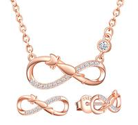 Yumilok Parure di gioielli da donna con ciondolo a forma di gatto e orecchini in argento Sterling 925, Argento sterling,