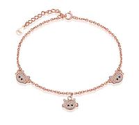 Yumilok simpatico gatto animale catena ciondoli in argento Sterling 925 regolabile bracciale per donna oro rosa