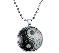 Yumilok Tai Chi Yin Yang Collana con ciondolo brillante al buio in lega, amuleto, per uomo e donna, luce blu