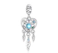 YUMINN Charm Cuore blu con tondo in Argento 925 per Bracciali e Collane da Donna Ciondolo per Natale San Valentino Festa della Mamma Regali di Gioielli per Donne