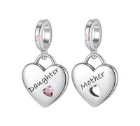 YUMINN Ciondolo doppio mamma e figlia Charm for 925 Sterling Silver for Bracciali e collane da donna Ciondolo pendente per Natale San Valentino Festa della mamma Regali di gioielli per ragazze