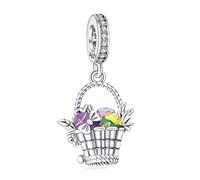 YUMINN Easter Egg Basket Dangle Charms in Argento 925 Sterling per Bracciali e Collane Perline Pendenti Regali di Gioielleria per le Donne