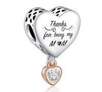 YUMINN Grazie per essere la mia MAMMA Charm for 925 Sterling Silver for Bracciali e collane da donna Ciondolo pendente per Natale San Valentino Festa della mamma Regali di gioielli per ragazze