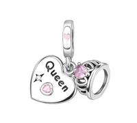 YUMINN Queen's Heart and Crown Charms in Argento 925 per Bracciali e Collane Perline Pendenti San Valentino Festa della Mamma Regali di Gioielleria per Donne