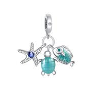 YUMINN Stelle marine Tartarughe e pesci Charm for 925 Sterling Silver for Bracciali e collane da donna Ciondolo pendente per Natale San Valentino Festa della mamma Regali di gioielli per ragazze