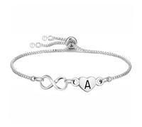 Yumioxa Lettere maiuscole Infinito Lettere Bracciali Donna Gioielli per Ragazze Compleanno Natale Ringraziamento Anniversario Infinito Catena Regolabile Braccialetto Regalo, Verstellbar, Acciaio