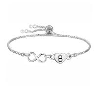 Yumioxa Lettere maiuscole Infinito Lettere Bracciali Donna Gioielli per Ragazze Compleanno Natale Ringraziamento Anniversario Infinito Catena Regolabile Braccialetto Regalo, Verstellbar, Acciaio