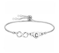 Yumioxa Lettere maiuscole Infinito Lettere Bracciali Donna Gioielli per Ragazze Compleanno Natale Ringraziamento Anniversario Infinito Catena Regolabile Braccialetto Regalo, Verstellbar, Acciaio