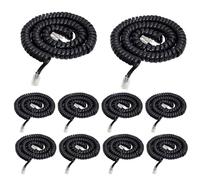 Yumiwoow Cavo per cornetta telefonica, confezione da 10 cavi telefonici fissi 2,4 m non arrotolati/cavo a spirale per telefono fisso RJ9 4P4C cavo telefonico accessorio telefonico - nero