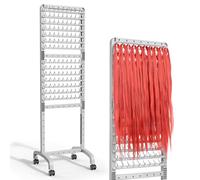 Yumkfoi 280 penne per capelli intrecciati regolabili in altezza, supporto per capelli intrecciati a 2 lati con ruote, colore grigio