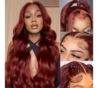 Yumkot Parrucche frontali in pizzo marrone rossastro da 18 pollici per capelli umani 13x6 parrucche frontali in pizzo per capelli umani Pre pizzicate HD Full Lace Frontal Colorate Parrucche per le
