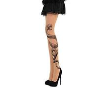 Yummy Bee - Collant Serpente Nudi Neri Gothic Halloween - Tatuaggio Voodoo Witch Horror per le Donne, Marrone, M