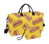 Yummy Fried Hote Dog Cartoon Giallo Decorativo Borsa a Mano Da Viaggio Borsa Palestra con Borsa Da Toilette per Sport 2 Pz Set bolso de para Mujer Avion