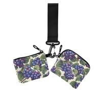 Yummy Grapes Pattern Viola Doppio Portafoglio da Donna Porta Biglietti da Visita Sottile Portatili Porta Carte di Identità Protettivo con Portachiavi per Lavoro Viaggi 2 Pz, Delizioso modello di uva