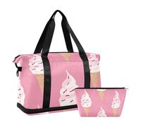 Yummy Ice Cream Peach - Borsa da palestra con tasca bagnata e tracolla regolabile, per sport, grande capacità, per uomini e donne