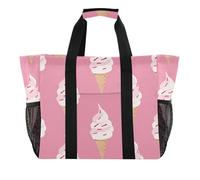 Yummy Ice Cream Peach Utility Tote Pieghevole Sandproof Canvas Beach Tote, Delizioso Gelato alla pesca, 1 size, Moda