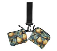 Yummy Pears Pattern Giallo Autunno Doppio Portafoglio da Donna Porta Biglietti da Visita Piccolo Portatile Porta Carte di Credito Portafoglio con Tasca con Cerniera per Signora 2 Pz, yummy pere