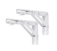 YUMORE Staffe Pieghevoli per Mensole 200mm,YUMORE Reggimensola Pieghevole Bianco Supporti per Mensole Pesanti Tavolo da Parete Salvaspazio fai-da-te Staffe Triangolari, Carico Massimo 136kg [2 Pezzi]