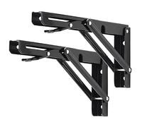 YUMORE Staffe pieghevoli per mensole, 25,4 cm, resistenti, pieghevoli, colore nero, per fai da te, per banco da lavoro, cerniera per tavolo pieghevole, carico massimo: 150 kg, confezione da 2
