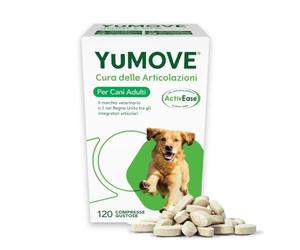 Yumove Integratore Articolazioni Cane 2-7 Anni - 120 Compresse ActivEase | Brevetto in Corso, Cozza Verde 150 mg, Tutte Le Razze, Omega-3, Glucosamina, Supporto Scientifico, Consigliato dai Veterinari