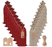 YumSur 16 sacchetti di iuta per vino, con ciondolo e corde, sacchetti regalo per vino, per feste, matrimoni, degustazioni cieche, Natale