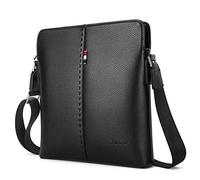 Borsa a tracolla in Vera Pelle da uomo,YumSur elegante ufficio Borsetta Messenger borsa da viaggio Cross Body Tablet per viaggio Lavoro con tracolla regolabile Nero