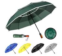YumSur Ombrello antivento automatico, compatto, resistente e portatile, doppio baldacchino, manico antiscivolo, ombrello pieghevole da viaggio con telaio rinforzato, per uomini e donne, per giorni di