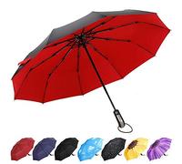 YumSur Ombrello compatto - Ombrello pieghevole da viaggio ad asciugatura rapida, telaio rinforzato antivento, apertura e chiusura automatica, doppio baldacchino, leggero ombrello a 10 stecche per uomini, donne, bambini